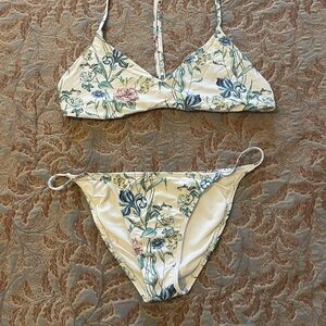 O'Neill Floral Bikini Set - Cream and Green